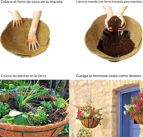 Vista 5 de SUNYAY Láminas de forro de fibra de coco natural de 16x40 pulgadas Rollo de fibra de coco Estera de coco para maceta Forro de cesta de flores