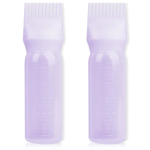 Vista 13 de Paquete de 2 herramientas aplicadoras de peine de raíces de 6 onzas, botella aplicadora de aceite para el cabello con dispensador de aceite