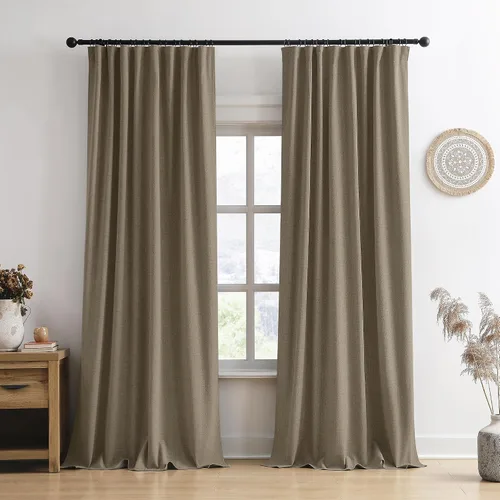 Vista 13 de RAIN CITY 2 paneles de cortinas extra anchas de 96 pulgadas de largo, de Beige