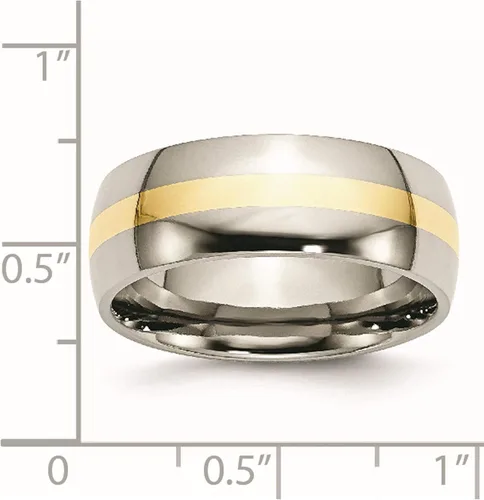 Vista 6 de Jewelry By Sweet Pea Acero inoxidable y banda pulida de 0.315 in con incrustaciones amarillas de 14 quilates (ancho 8), Metal