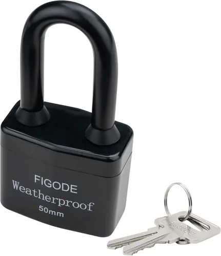 Vista 3 de FIGODE® Candado impermeable para exteriores, cerradura grande de servicio pesado resistente con cubierta de acero laminado con llave, 2.2 pulgadas