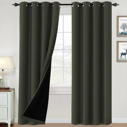 Vista 21 de H.VERSAILTEX Cortinas 100% de opacidad para dormitorio, con aislamiento térmico, cortinas opacas de 63 pulgadas de largo, cortinas de bloqueo