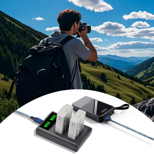 Vista 7 de Pickle Power LP-E5 - Paquete de 2 baterías y cargador dual LED compatible con Canon EOS Rebel XSi, Rebel T1i, Rebel XS, 1000D, 500D, 450D, Kiss X3