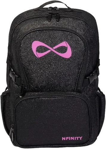 Vista 5 de Nfinity Sparkle Cheer Backpack - Mochila ligera y duradera bolsa de Negro Sparkle/Logo de oro