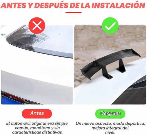 Vista 3 de Paquete de 3 mini alerones con textura de fibra de carbono de 6.7 pulgadas, color negro
