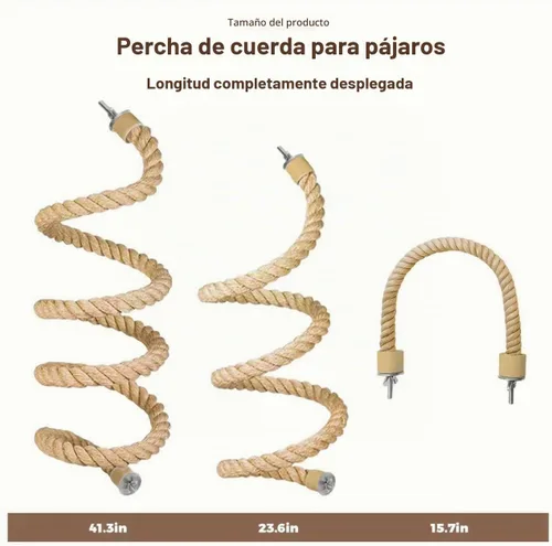 Vista 2 de 3 piezas de cuerda de pájaro para loros, jaula de pájaros, cuerda