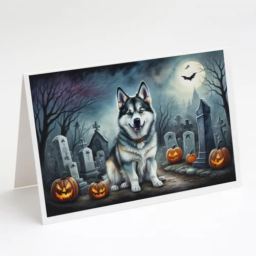 Vista 7 de Caroline's Treasures DAC2042GCA7P Golden Retriever - Tarjetas de felicitación y sobres de Halloween espeluznantes, paquete de 8 tarjetas en blanco