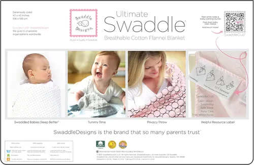 Vista 6 de SwaddleDesigns Manta de recepción grande, manta para bebés, niños y niñas, franela de algodón más suave de Estados Unidos, el mejor regalo de ducha