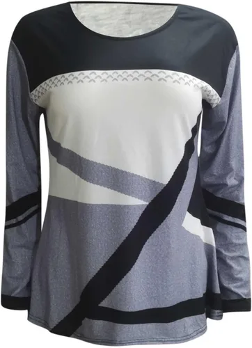 Vista 5 de Camisas de manga larga de moda para mujer, con retazos, bloque de color, camisetas de otoño e invierno, ajuste holgado, blusas casuales elegantes