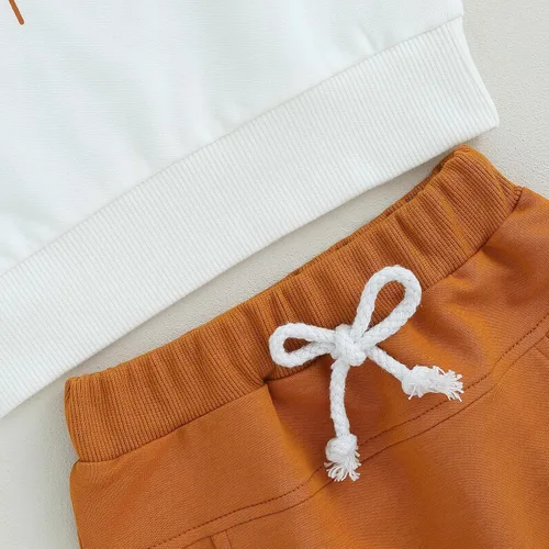 Vista 4 de Muasaaluxi Traje de Halloween para bebé recién nacido, sudadera con cuello redondo y calabaza, pantalones deportivos para otoño e invierno, 0-3T