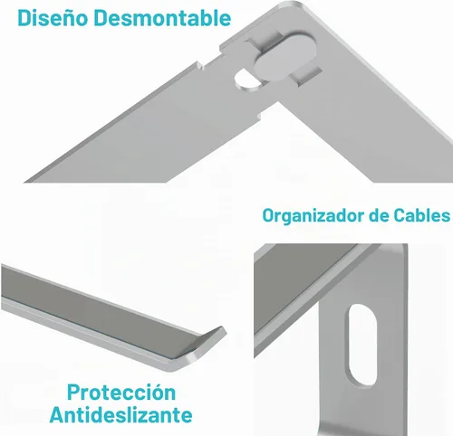 Vista 5 de BLACK+DECKER Soporte ergonómico para laptop para escritorio, soporte ergonómico para computadora portátil, compatible con MacBook Notebook, soporte