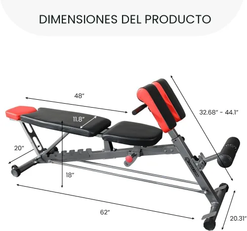 Vista 5 de Finer Form - Banco de pesas multifuncional FID para entrenamiento corporal todo en uno – Extensión de espalda hiper, silla romana, banco ajustable