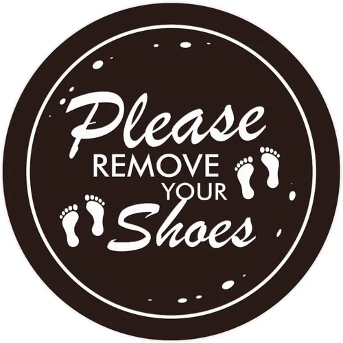 Vista 11 de All Quality Please Remove Shoes Circle Wall Door Sign - Negro (Pequeño)