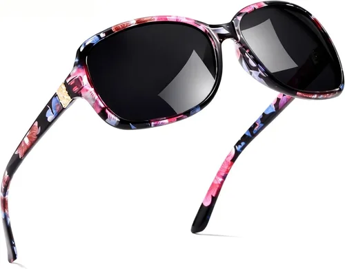 Vista 18 de SIPHEW - Gafas de sol polarizadas para mujer, gafas de sol cuadradas clásicas para mujer con protección UV Gafas de sol polarizadas negras A01
