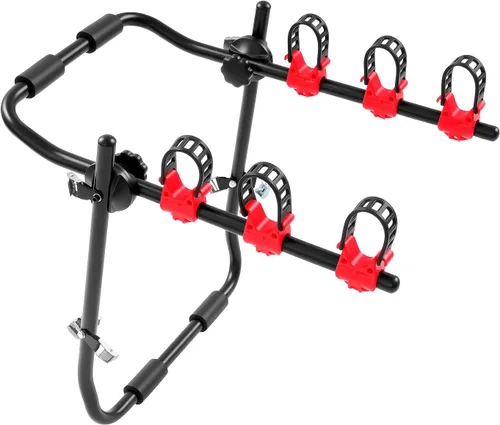 Vista 7 de Soporte para maletero de 3 bicicletas con correa fija, soporte para bicicleta, compatible con la mayoría de sedanes, hatchbacks, minivans y SUV