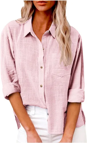 Vista 127 de SMIDOW Camisa de algodón y lino con botones para mujer