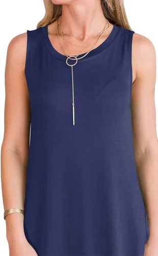 Vista 7 de ANRABESS - Vestido largo, informal y holgado para mujer, sin mangas, con bolsillos y abertura, para playa