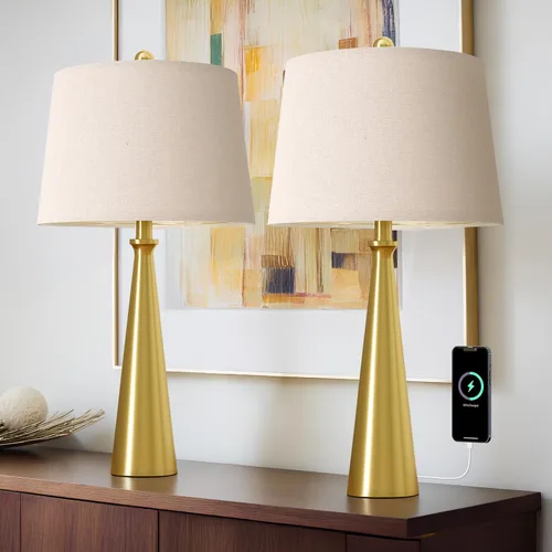 Vista 11 de Oneach Lámparas de mesa de 25.75 pulgadas para sala de estar, lámpara de noche regulable de 3 vías, con control táctil regulable de 3 vías, moderna