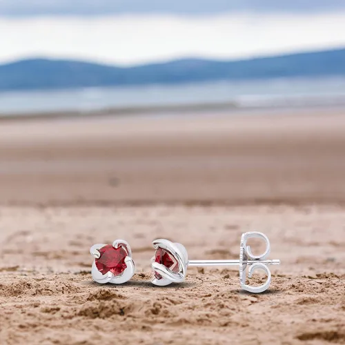 Vista 5 de .925 Sterling Silver Petite Swirl-Set 15" Birthstone Stud Earrings - Choice of Birthstone