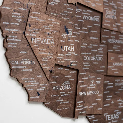 Vista 7 de Enjoy The Wood Wooden USA Mapa visitado Lugares visitados (pequeño, nogal oscuro)