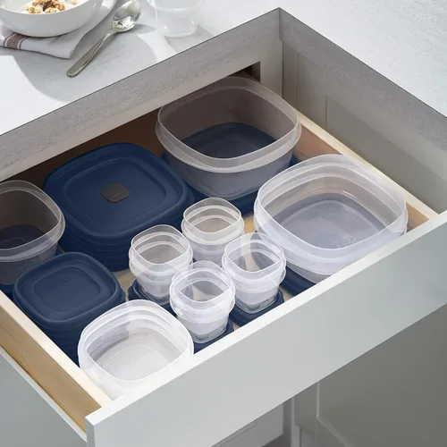 Vista 3 de Rubbermaid EasyFindLids Contenedores de almacenamiento de alimentos en Azul Insignia de Edición Especial, 42 piezas