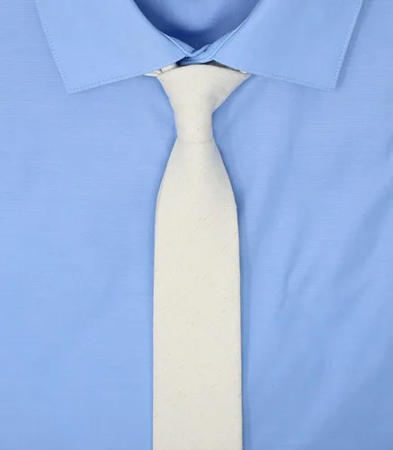 Vista 112 de Corbata delgada de algodón cambray para hombre, estilo desgastado texturizado - 2 1/2 pulgadas de ancho