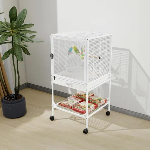 Vista 8 de 38in Rolling Bird Cages with Wheels and Pull-Out Tray(White)
