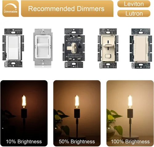 Vista 4 de Bombillas LED tubulares regulables de 2 W, blanco cálido de 2700 K, bombilla de filamento estilo Edison, bombilla vintage T10 equivalente a 25 W