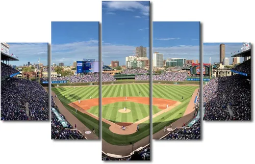 Vista 16 de Arte para pared, lienzo para estadio deportivo, arte para pared, diseño de campo de Wrigley en Chicago, pinturas de Chicago, impresiones sobre