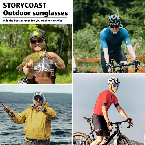 Vista 6 de STORYCOAST Gafas de sol deportivas polarizadas para hombres y mujeres marco irrompible ciclismo pesca conducción