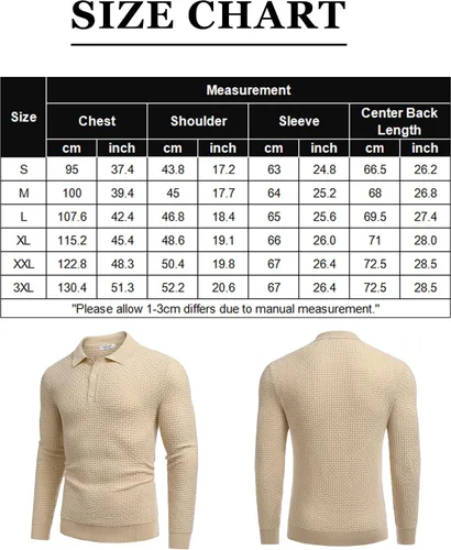 Vista 7 de COOFANDY Polo de punto para hombre, de manga larga, ligero, a la moda, informal, con cuello