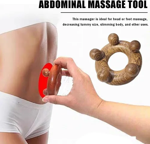 Vista 3 de OULIGET Herramientas de masaje abdominal de terapia de madera, masajeador de drenaje linfático, herramientas de raspado para esculpir el cuerpo