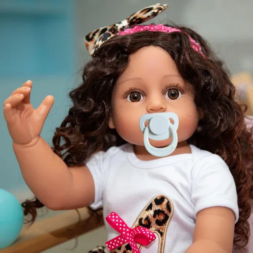 Vista 6 de Angelbaby Muñecas realistas de bebé recién nacidas afroamericanas de 22 pulgadas, de cuerpo completo, de silicona, con peso, lavables, recién