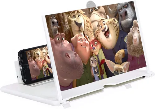 Vista 7 de Lupa de pantalla para teléfono celular Soporte de teléfonos inteligentes de 14 pulgadas, plegable, ampliadora de juegos celulares, video de Negro