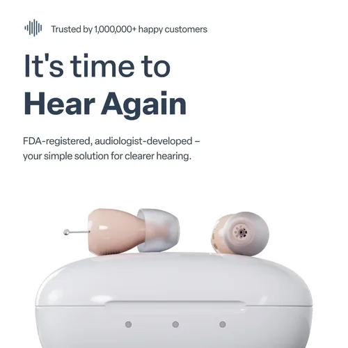 Vista 2 de Audien Atom One - Audífonos OTC, inalámbricos, recargables y cómodos, sonido claro en un diseño pequeño y discreto para personas mayores y adultos