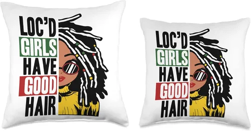 Vista 3 de Locs Afro Dreadlocks Love Beauty Hair Loc'd Good Hair Black American African Girl Throw Pillow, 16x16, Multicolor
