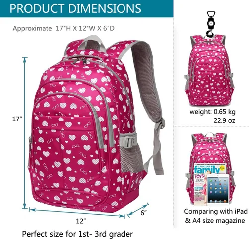 Vista 2 de BLUEFAIRY - Mochilas para niños y niñas, escuela primaria, jardín de niños