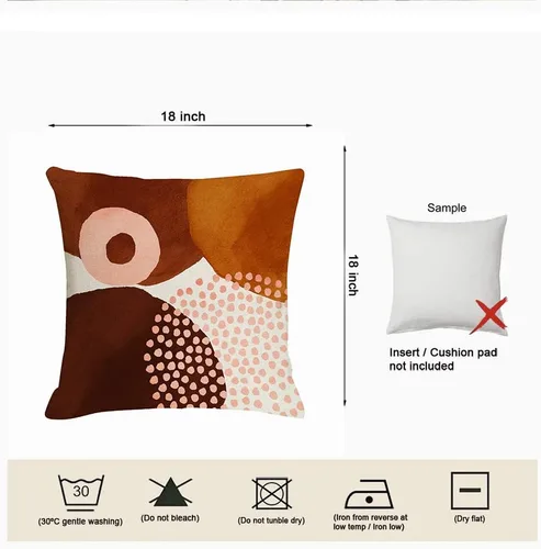 Vista 7 de Juego de 4 fundas de almohada abstractas de color naranja quemado de 20 x 20 pulgadas, fundas de almohada geométricas bohemias decorativas