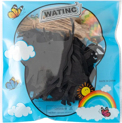 Vista 7 de WATINC 31 piezas de silueta de gato negro de Halloween, adornos colgantes de madera, decoraciones de Halloween, fiesta mexicana, festival, fiesta