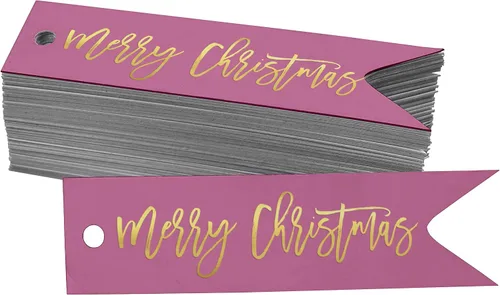 Vista 15 de Etiquetas colgantes con texto en inglés «Merry Christmas» para botellas de papel de aluminio, paquete de 50 unidades Aqua Blue