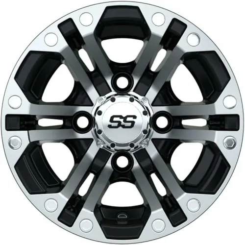 Vista 5 de GTW Specter - Rueda de carrito de golf de aluminio de 10 pulgadas Mecanizado plata/negro