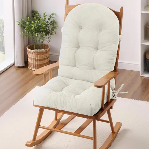 Vista 26 de Cojín para Silla Mecedora - Tela de Chenilla, Esponja de Alta Densidad, Almohadillas de Asiento Copetudas Antideslizantes y Duraderas con Lazos