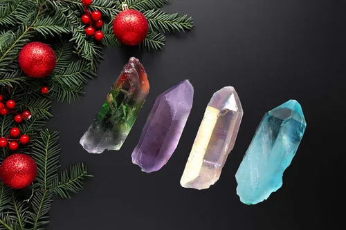 Vista 7 de JIC Gem 4 piezas Auqa Aura, Angel Aura, Ángel Amatista, Turmalina Cristal Curativo Varita de un solo punto Piedra Pulida o Cristal Curación, Reiki