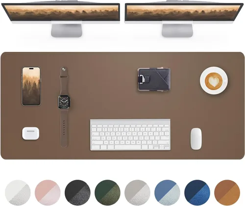 Vista 24 de Tapete protector para escritorio y mouse, antideslizante, de piel sintética, tapete impermeable de escritura para laptop, para oficina y hogar
