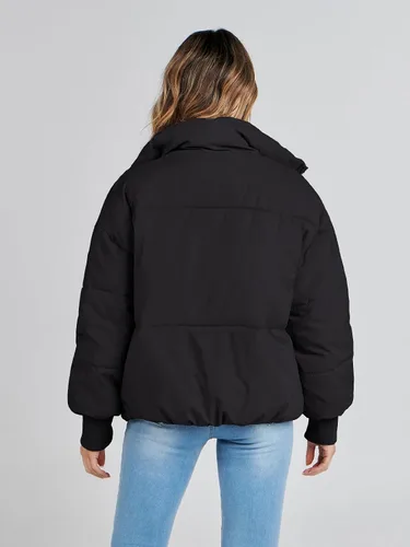 Vista 4 de MEROKEETY Women's Winter Puffer Jacket Long Sleeve Short Warm Quilted Baggy Coats 2025 Outerwear