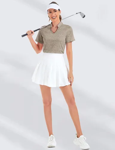 Vista 7 de Stiehiok Camisetas de gimnasio de manga corta para mujer, camisetas de entrenamiento de secado rápido, camisetas atléticas de yoga y golf