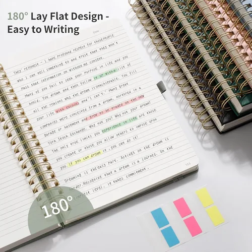 Vista 7 de EMSHOI Cuaderno con espiral de la universidad rayado, 300 páginas numeradas, A4 tapa dura grande de cuero, cuaderno rayado grueso de 100 g/m²
