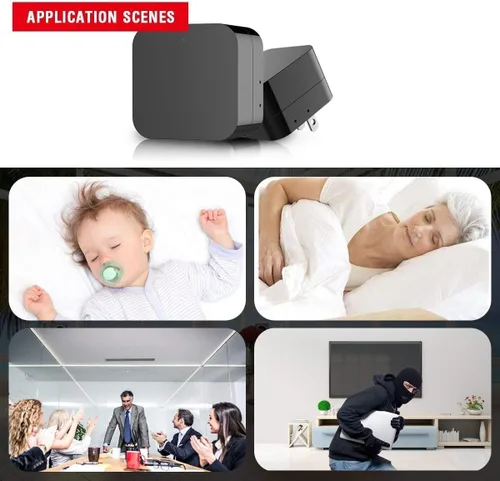 Vista 4 de Smart Indoor Baby / Pet Monitoring Cam con cargador, detección de movimiento de visión nocturna, aplicación del teléfono