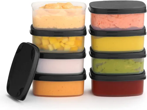 Vista 32 de Recipientes para condimentos con tapas, paquete de 8 unidades, 1.3 onzas. Recipiente para aderezo para ensalada para llevar, pequeños recipientes