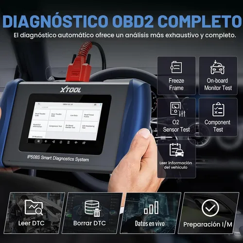 Vista 5 de Herramienta de Diagnóstico Escáner OBD2 XTOOL IP508S: Lector de Códigos para Automóviles y Camiones con 15 Reinicios, Reaprendizaje del Sensor